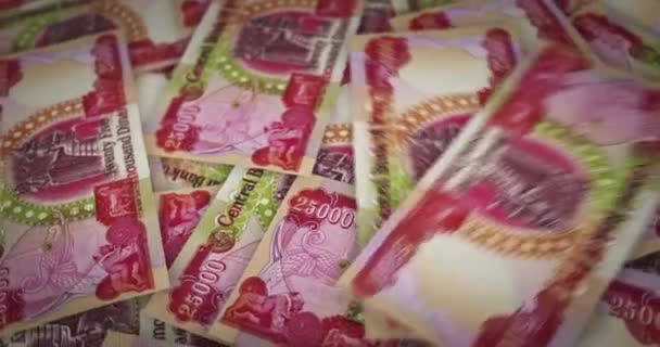 Irak Dinar Växer Hög Med Pengar Rotering Iqd Sedelslingor Sömlös — Stockvideo