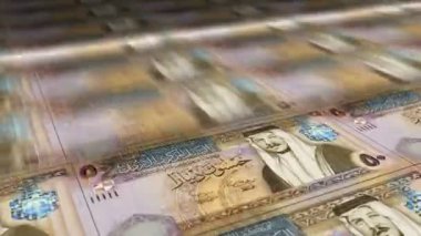 Jordan Dinar para kâğıdı baskısı. JOD banknotları döngü baskısı. Kusursuz ve döngülü finans kavramı, ekonomi krizi, enflasyon ve iş dünyası