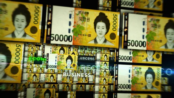 South Korea Won Sheet Money Print Illustration Krw Banknotes Printing — стоковое фото