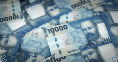 Chile Peso sheet of money print 3d illustration. CLP banknotes printing background concept of finance, economy crisis, inflation and business.