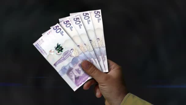 Colombia Peso Retención Dinero Abanico Billetes Mano Dinero Efectivo Concepto — Vídeo de stock