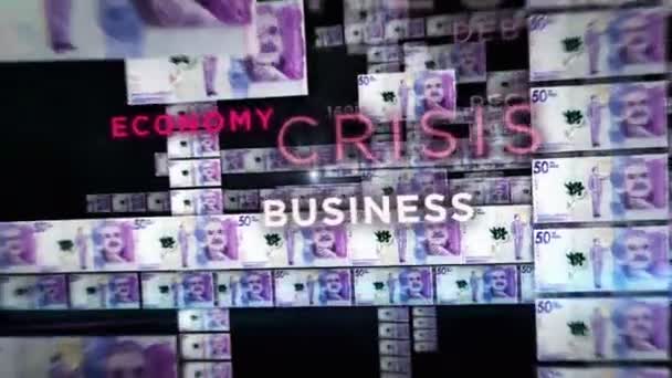 コロンビアペソマネーループ3Dアニメーション Copの紙幣の間を飛ぶカメラ ビジネスの成功 負債と税のシームレスなループコンセプト — ストック動画