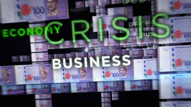 Malezya Ringgit para yığını 3D çizim. MYR finans, ekonomi krizi, enflasyon ve iş dünyası kavramını destekliyor.