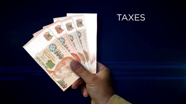 Singapur Doları Kağıt Para Tutuyor Sgd Banknotlarının Hayranı Gelir Kaybı — Stok video