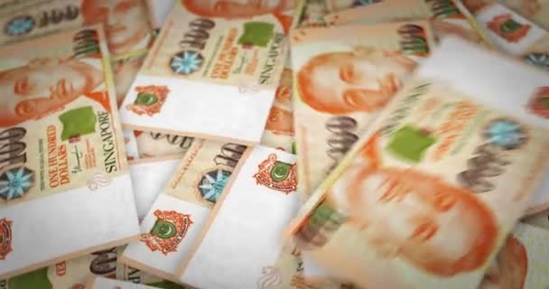 Singapur Doları Büyüyen Para Yığını Sgd Banknotları Dönüyor Kusursuz Döngülü — Stok video