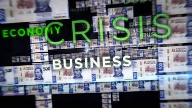Meksika Peso para yığını 3D resim. MXN finans, ekonomi krizi, enflasyon ve iş dünyası kavramını destekliyor.