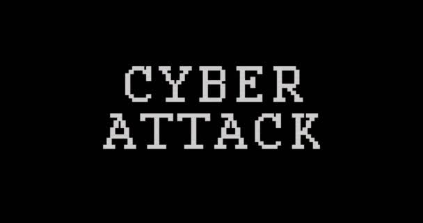 Cyber Attack Alert Med Förvrängd Och Glitch Effekt Sömlös Och — Stockvideo