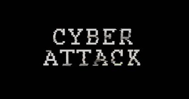 Siber saldırı alarmı, çarpıtılmış ve bozulma etkisi 3 boyutlu illüstrasyon. Bilgisayar korsanlığı, virüs ve uyarı soyut kavramı. Gürültülü retro TV tarzı arkaplan.