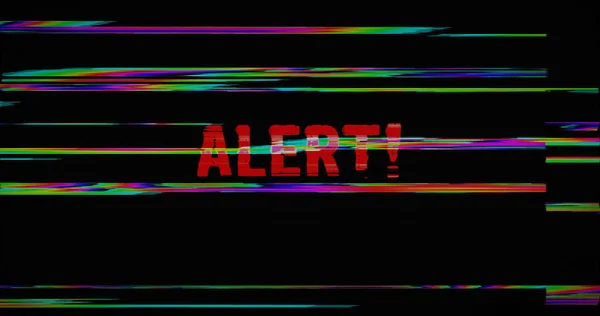 Cyberaanval Alert Met Vervormd Glitch Effect Illustratie Computer Hacken Virus — Stockfoto