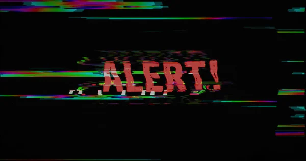Alerte Cyberattaque Avec Effet Distorsion Bug Illustration Piratage Informatique Virus — Photo