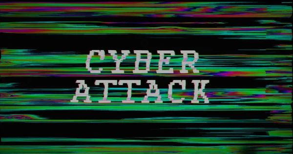 Alerta Ataque Cibernético Con Distorsión Efecto Fallo Ilustración Piratería Informática — Foto de Stock