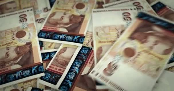 保加利亚列娃越来越多的钱 Bgn钞票循环旋转 经济危机 通货膨胀和商业的无缝隙循环背景概念 — 图库视频影像