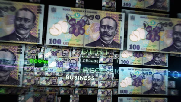 Romanya Lei Para Yığını Resim Ron Finans Ekonomi Krizi Enflasyon — Stok fotoğraf