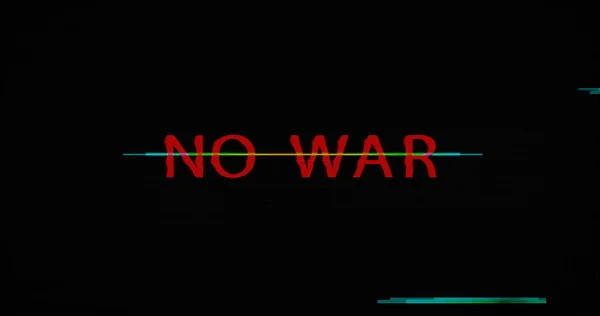 歪んでグリッチ効果の3Dイラストとの戦争と平和はありません 平和主義と停戦戦争メッセージ抽象的な概念 ノイズされたレトロテレビスタイルの背景 — ストック写真