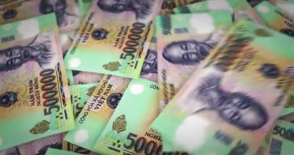 Vietnam Dong Growing Pile Money Vnd Banknotes Loop Rotaring Seamless — Vídeo de stock