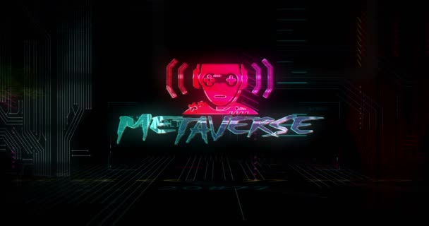 Metaverse Boucle Style Cyberpunk Futuriste Animation Transparente Intro Abstraite Moderne — Video