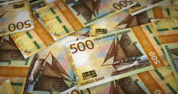 Norway Krone sheet of money print 3d illustration. NOK banknotes printing background concept of finance, economy crisis, inflation and business.