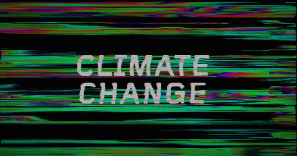 Global warming and climate change with distorted and glitch effect 3d illustration. Abstract concept. Noised retro tv style background.