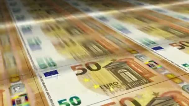 Euro Geldblattdruck Euro Banknoten Schleifenprinzip Nahtlose Und Lückenlose Hintergrundkonzeption Von — Stockvideo