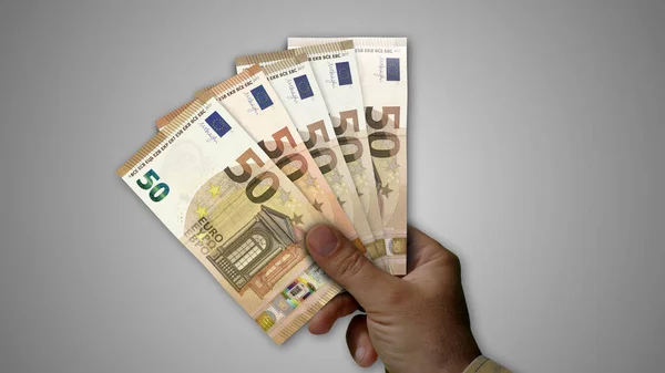 Ευρώ Σωρός Των Χρημάτων Στο Χέρι Εικόνα Πλαίσιο Της Έννοιας — Φωτογραφία Αρχείου