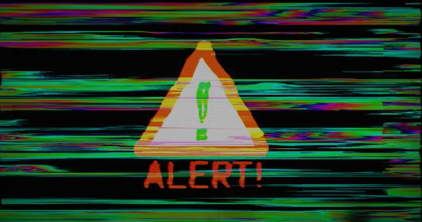 Alert Danger Warning Distorted Glitch Effect Illustration Abstract Concept Noised — Stock Photo, Image