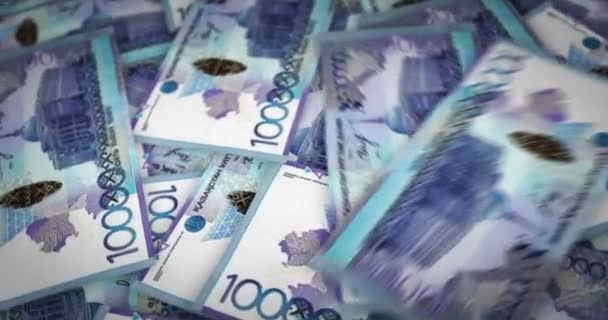 Kazakhstan Tenge Growing Pile Money Kzt Banknotes Loop Rotaring Seamless — Vídeos de Stock