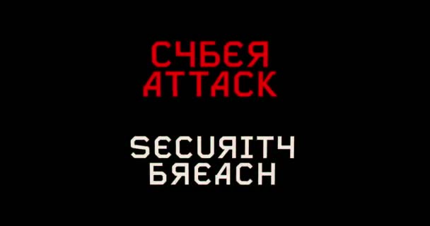 Cyberaanval Alarm Russisch Met Vervormd Glitch Effect Naadloos Loopable Rendering — Stockvideo