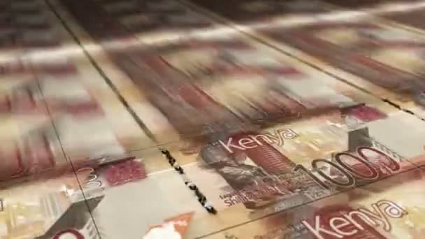 Kenia Shilling Impresión Hoja Dinero Impresión Bucle Billetes Kes Concepto — Vídeo de stock