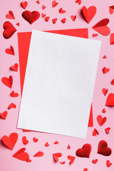 Carta Amor Conceito Dia Dos Namorados Mock Uma Folha Branca — Fotografia de Stock