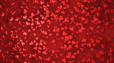 Valentine's Day. Bright abstract background. Many red hearts.