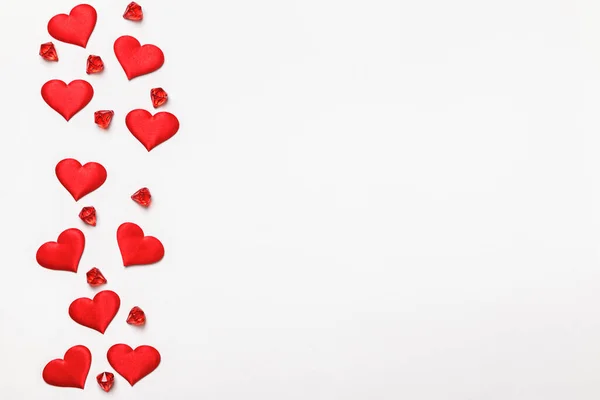 Abstract Valentine Day Border Many Red Hearts Whitebackground Copy Space — 스톡 사진