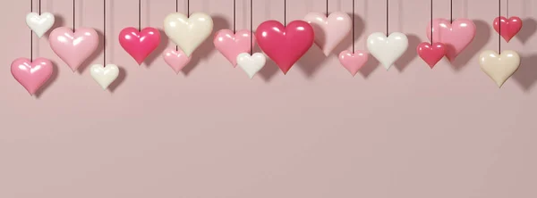 Banner Valentine Day Background Hearts Place Text Copy Space — стокове фото