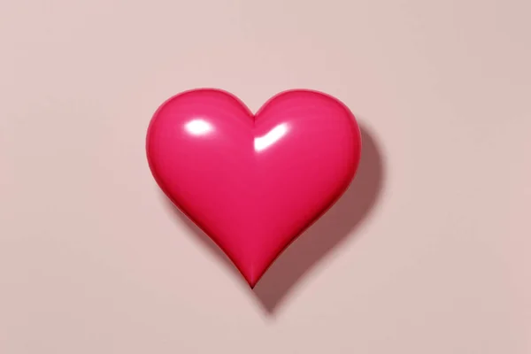 Valentine Day One Big Pink Heart Colored Background Rendering — стокове фото