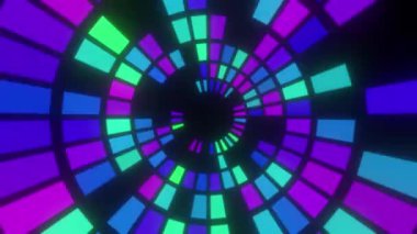 Dairesel hareketin animasyonu. Neon tünel arka planı. VJ döngüleri. 3d oluşturma