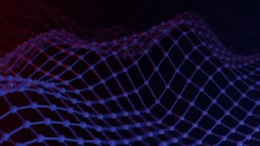 Soyut dijital mor dalga parlak fütüristik ızgara. Kusursuz döngü animasyonu 3d