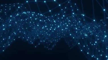 Üçgen pleksus soyutlamasının dijital ağ teknolojisi. Arka plan bağlantı döngüsü taşınıyor. VJ döngüleri. 3d