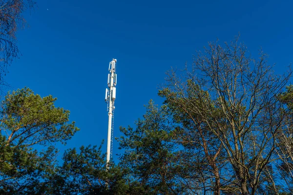 Torre Antenna Comunicazioni Mobili Una Foresta — Foto Stock