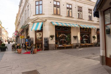 Göteborg, İsveç - 21 Mart 2021: Dış og Kaffe-Majas Kafe..