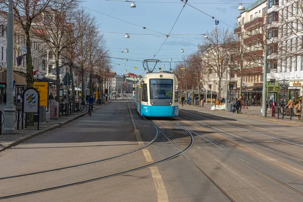 Gotemburgo Suécia Março 2021 Eléctrico Linha Avenyn — Fotografia de Stock
