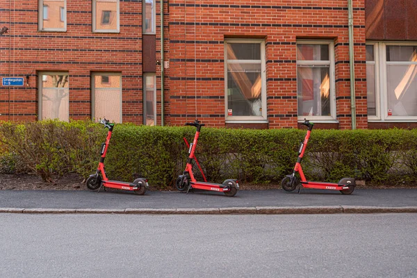 Gothenburg Sweden April 2021 Electric Voi Scooters Parked Street — 图库照片