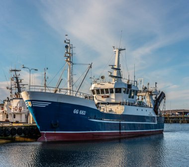 Gothenburg, Sweden - november 21 2021: Fishing ship Ron moored at Fiskebck.