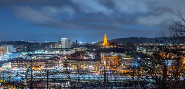 Molndal Schweden Januar 2022 Nachtpanorama Der Innenstadt Von Mlndal — Stockfoto