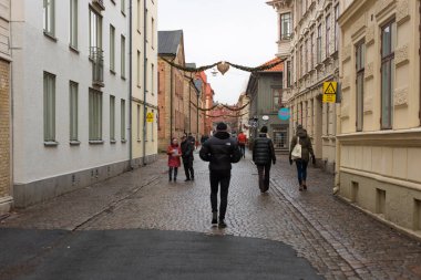 Göteborg, İsveç - 23 Ocak 2022: Haga Nygatan 'dan alışveriş ve alışveriş.