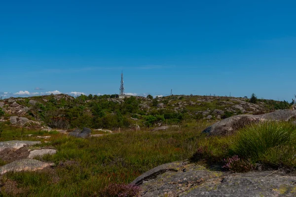 Lindesnes Norvégia Augusztus 2021 Távközlési Állomás Hegy Tetején — Stock Fotó