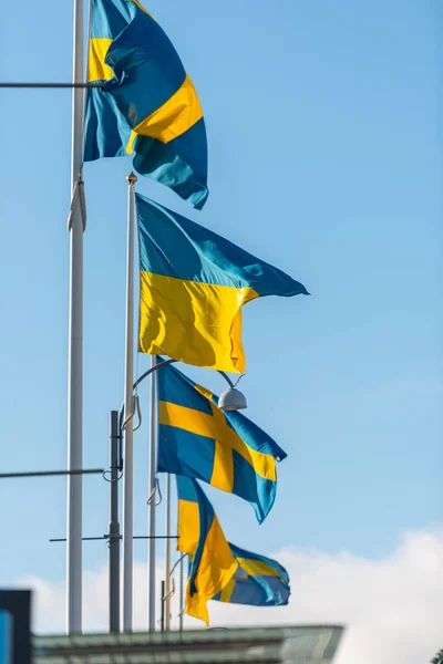 Göteborg Februari 2022 Ukrainas Och Sveriges Flaggor Sida Vid Sida — Stockfoto