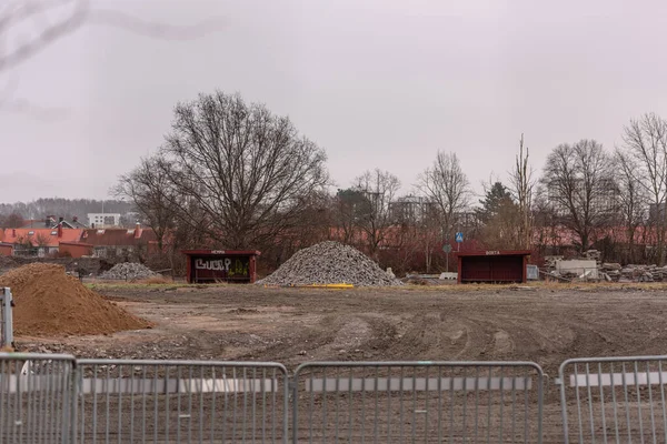 Molndal Σουηδία Ιανουαρίου 2022 Απομεινάρια Γηπέδου Ποδοσφαίρου Μετατρέπονται Εργοτάξιο — Φωτογραφία Αρχείου