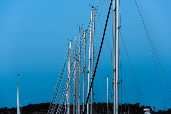 Sailboat Masts Marina Late Summer Evening — Stock Photo, Image