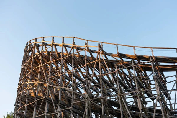 Curve Large Wooden Roller Coaster — Stock Photo, Image