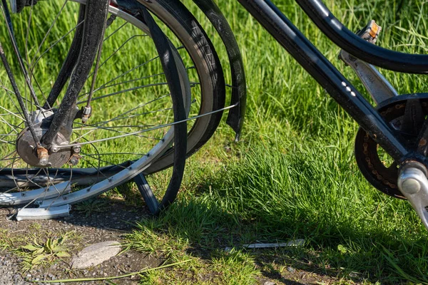 Gothenburg Sweden May 2021 Bicycle Broken Front Wheel — Foto de Stock