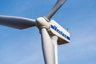 Vestas wind turbine standing tall in the breeze..